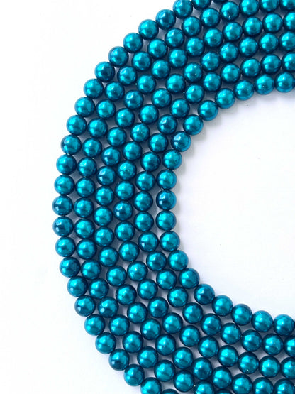 Teal Blue Pearl Beads 8MM