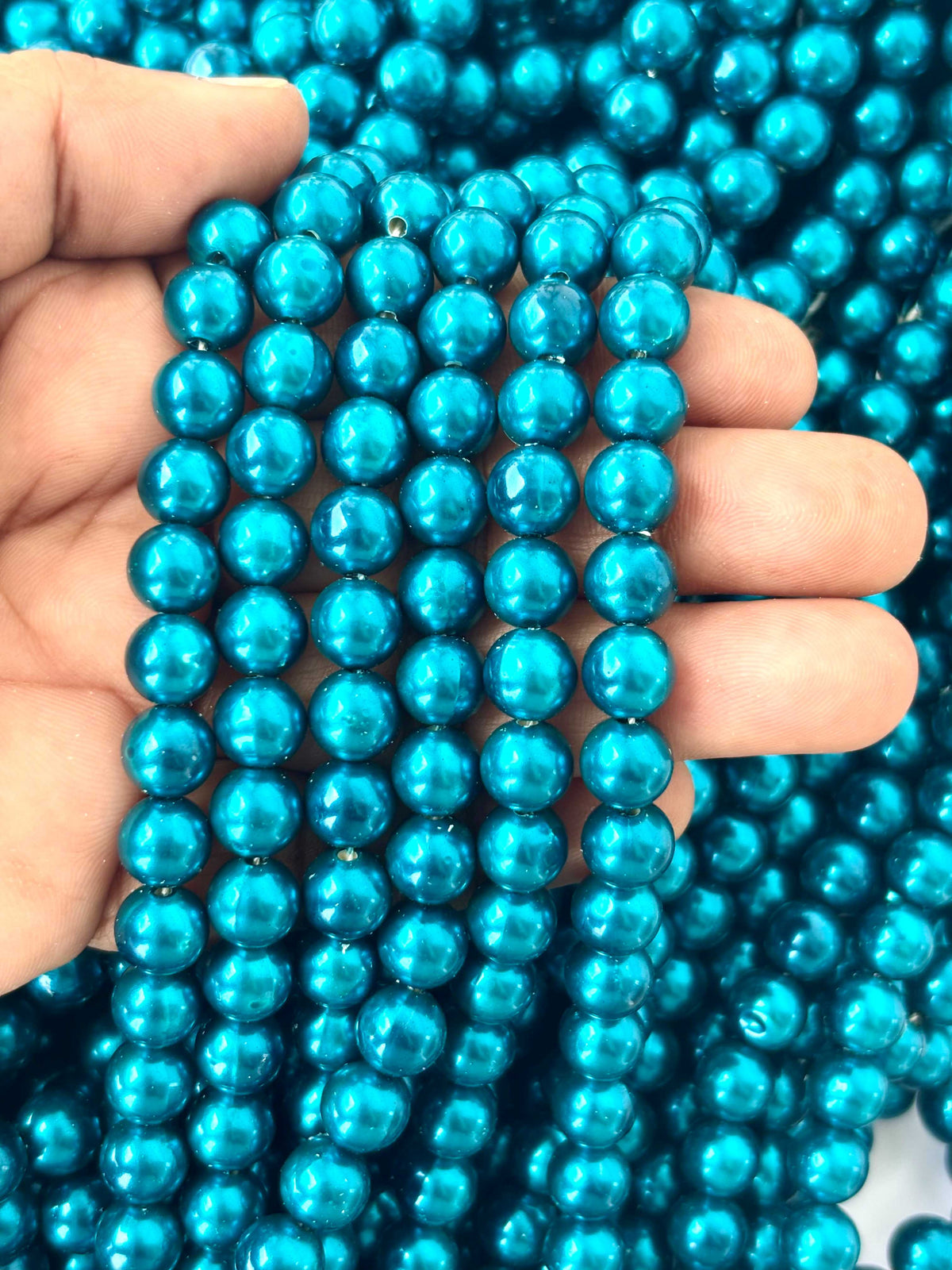 Teal Blue Pearl Beads 8MM