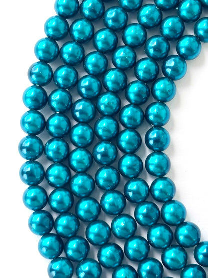 Teal Blue Pearl Beads 8MM