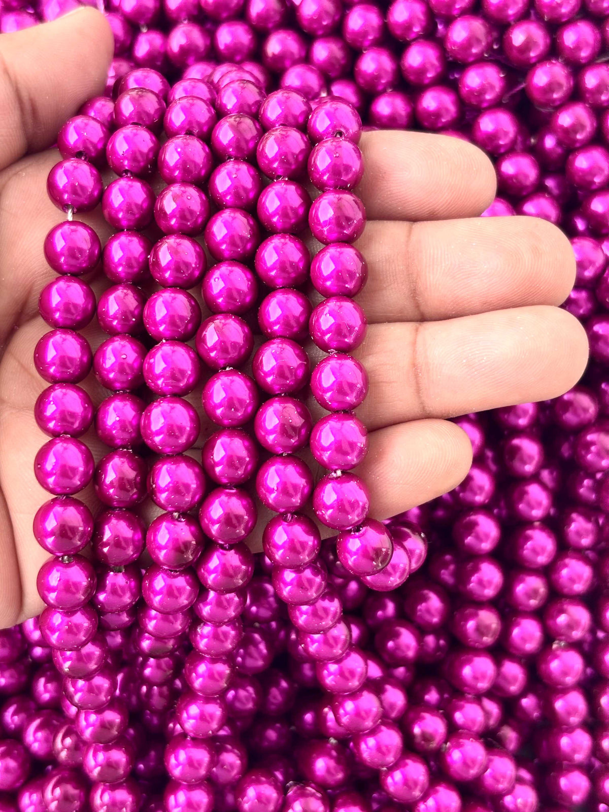 Metallic Fuchsia Pearl Beads 8MM