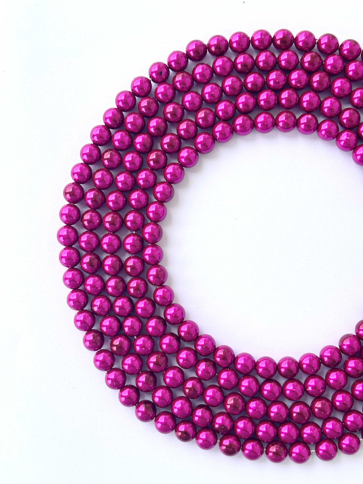 Metallic Fuchsia Pearl Beads 8MM