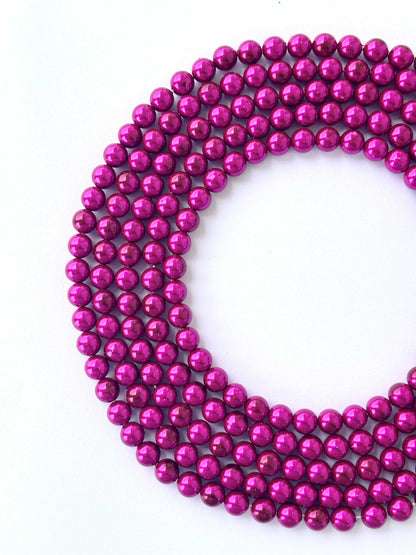 Metallic Fuchsia Pearl Beads 8MM
