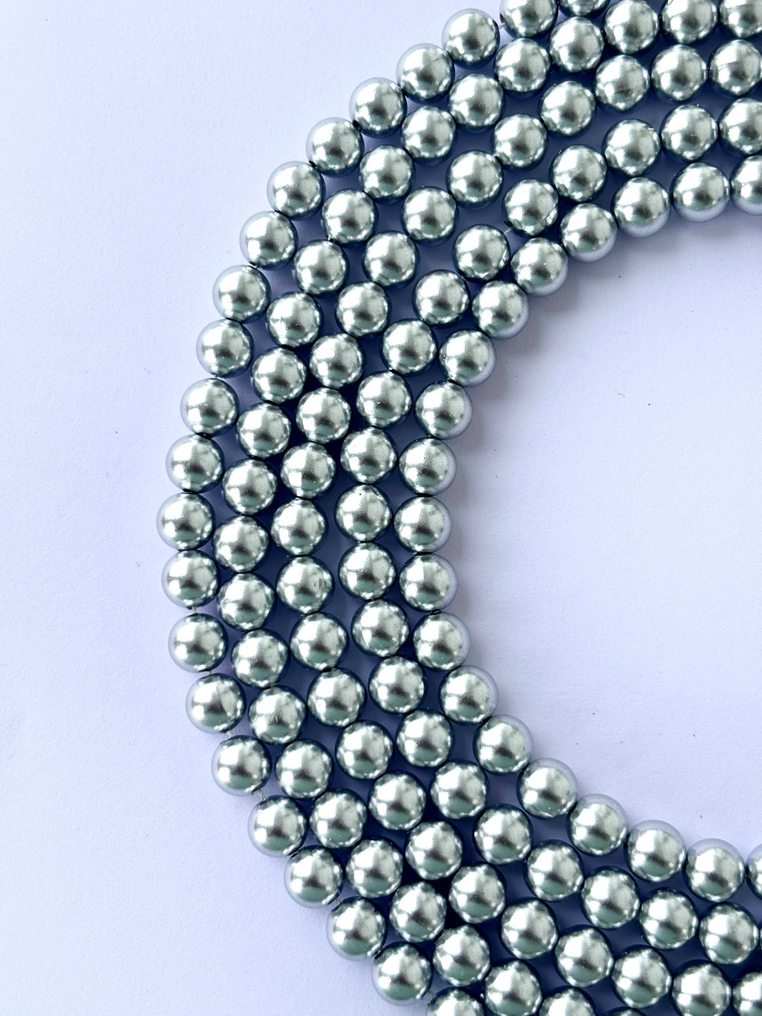 Metallic Light Silver Pearl Beads 8MM