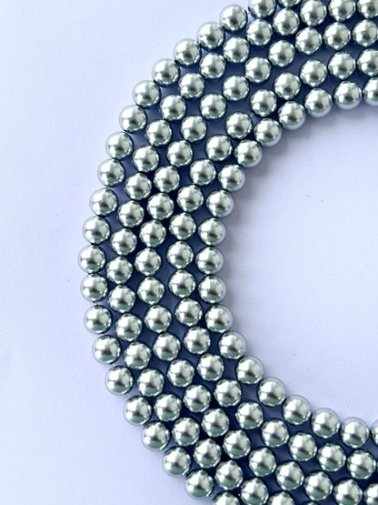 Metallic Light Silver Pearl Beads 8MM