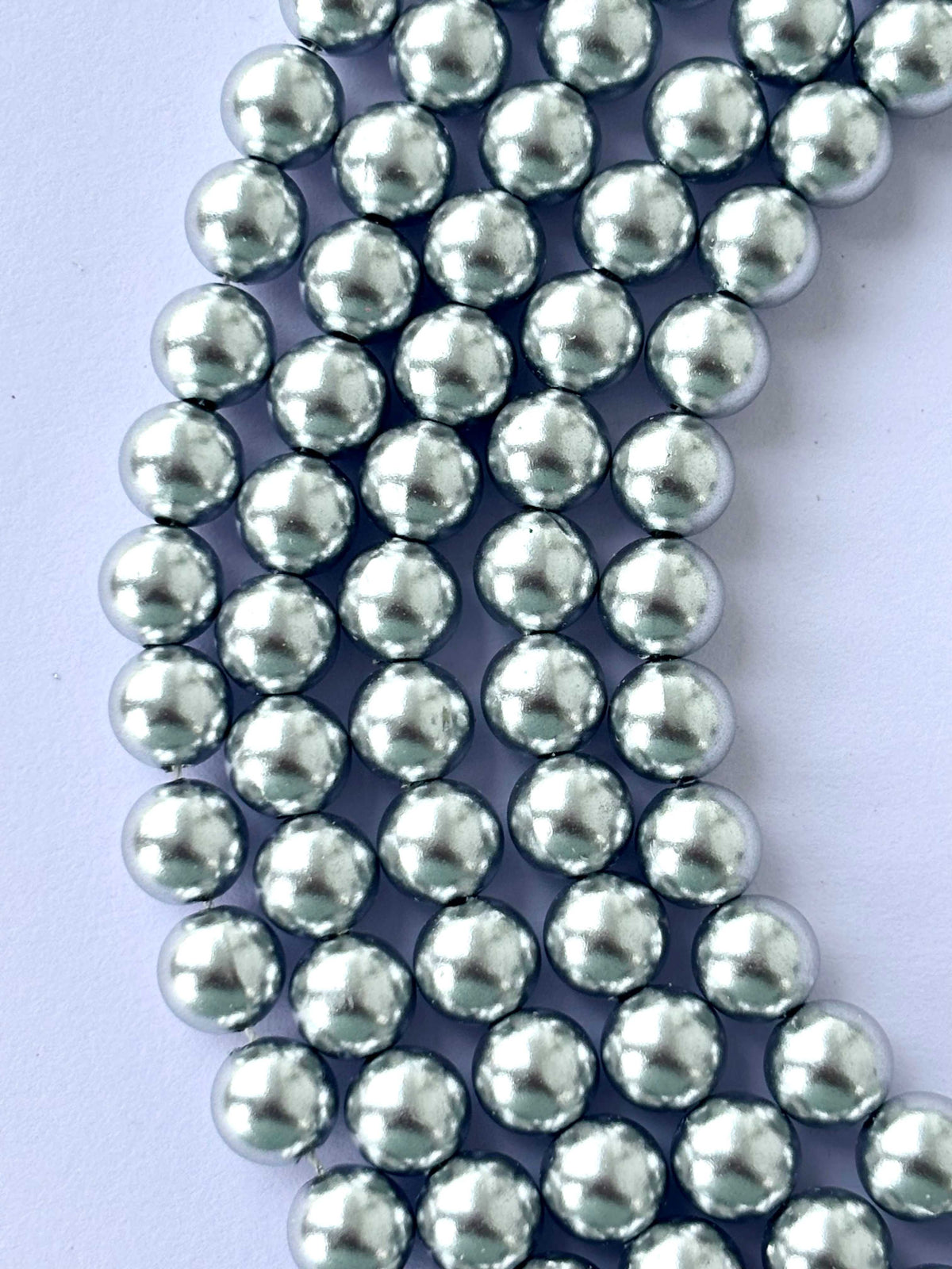 Metallic Light Silver Pearl Beads 8MM