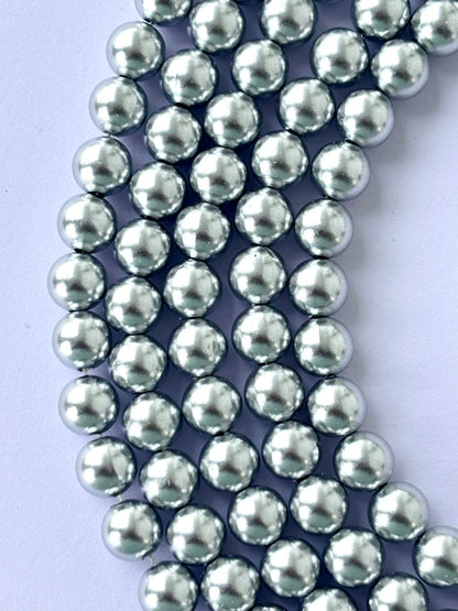 Metallic Light Silver Pearl Beads 8MM