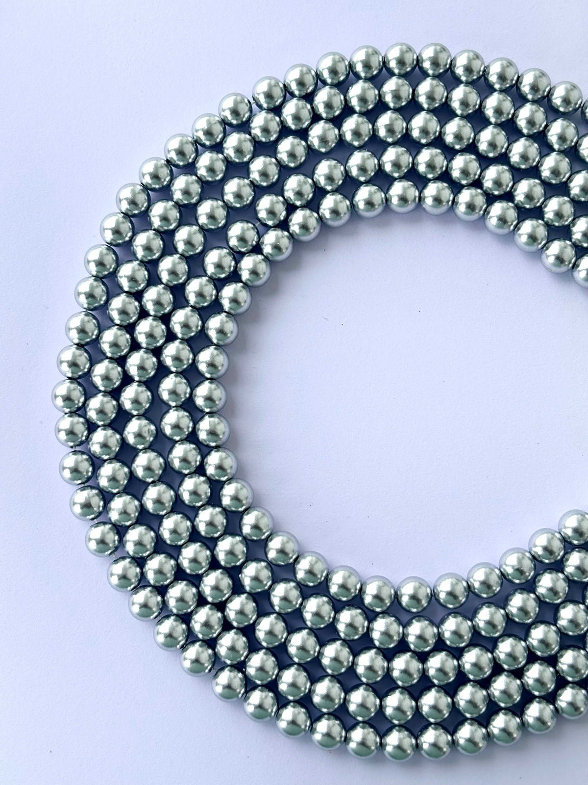 Metallic Light Silver Pearl Beads 8MM