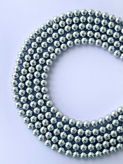 Metallic Light Silver Pearl Beads 8MM