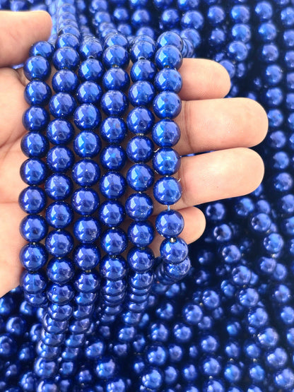 Cobalt Blue Pearl Beads 8MM