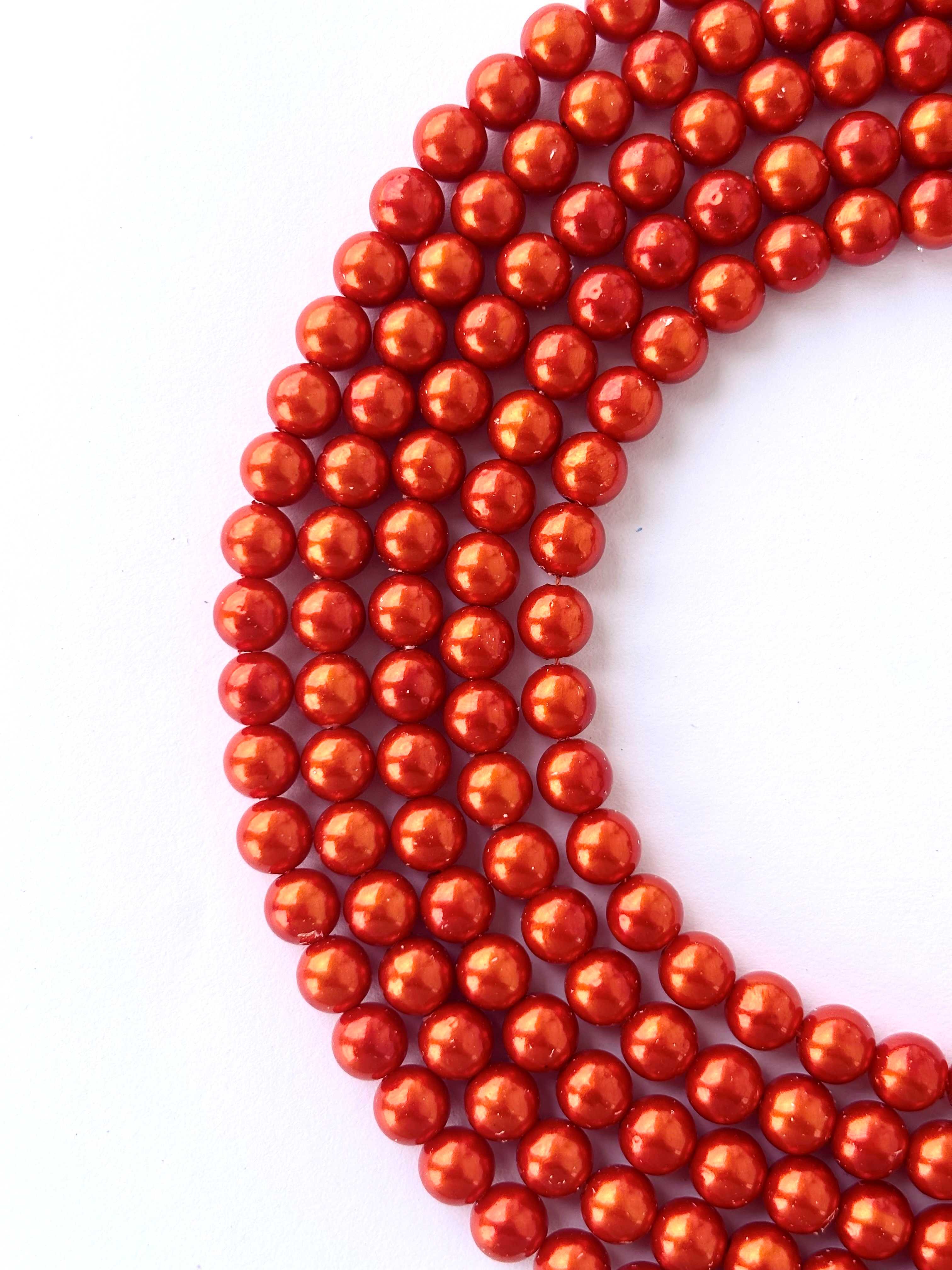 Metallic Burnt Orange Pearl Beads 8MM