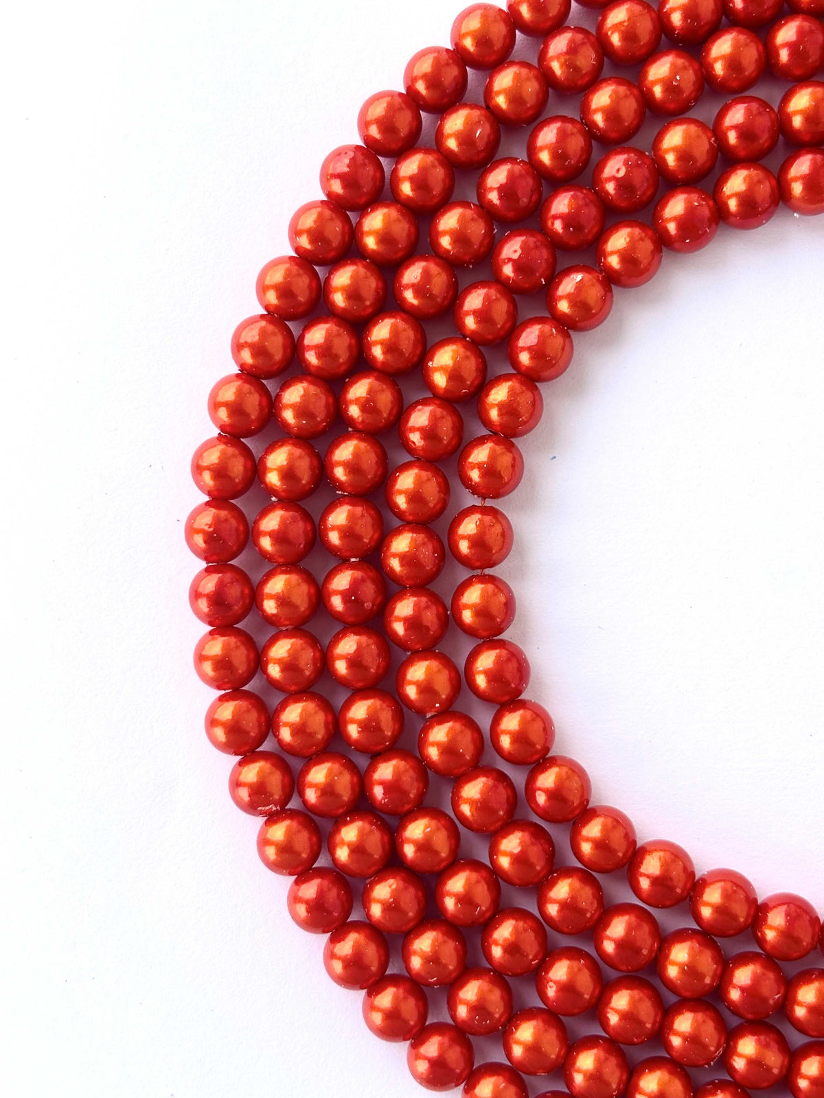 Metallic Burnt Orange Pearl Beads 8MM