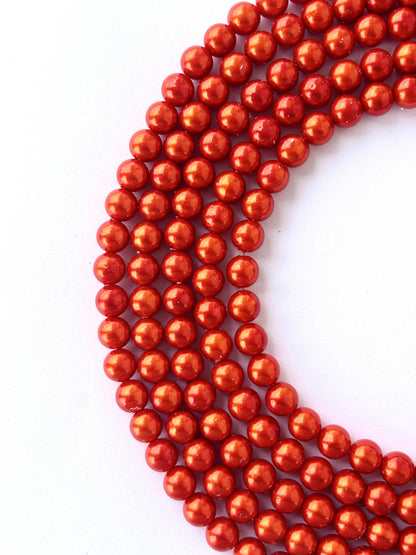 Metallic Burnt Orange Pearl Beads 8MM