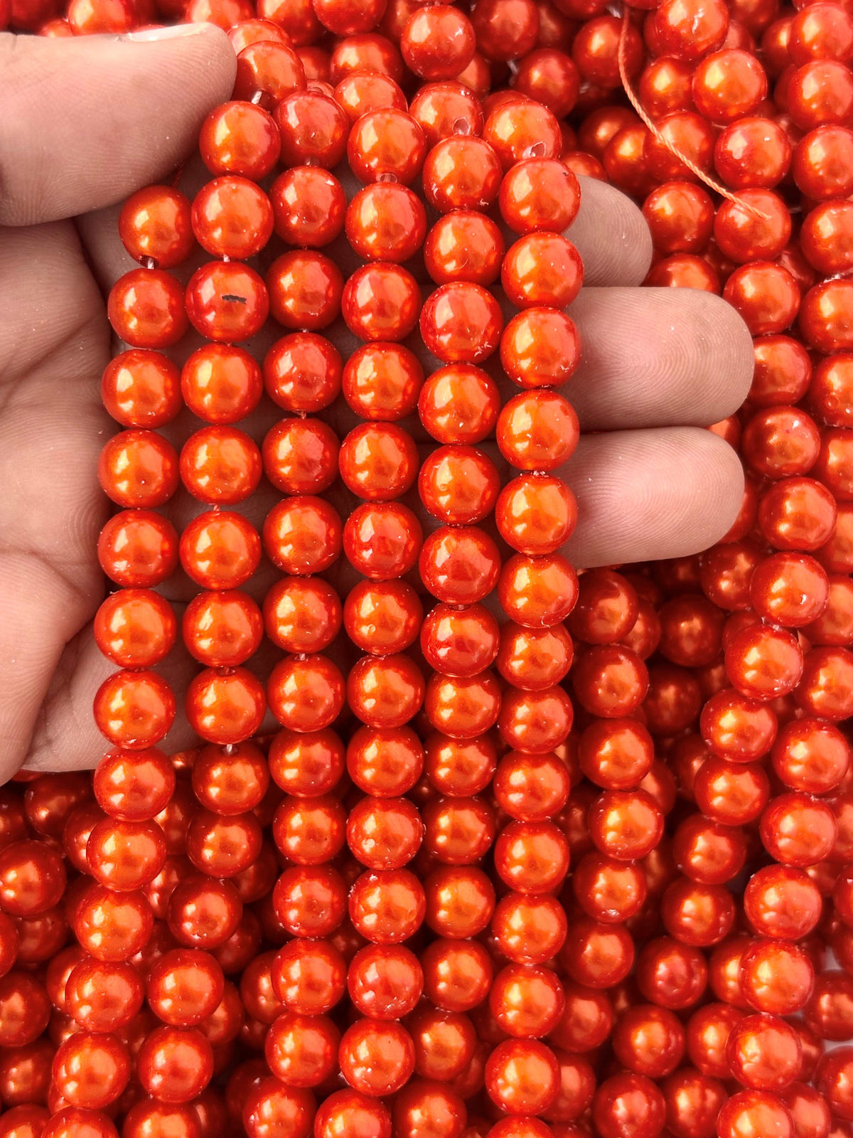 Metallic Burnt Orange Pearl Beads 8MM