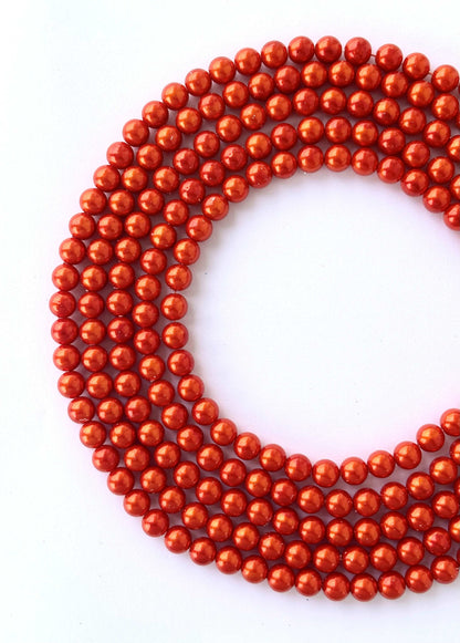 Metallic Burnt Orange Pearl Beads 8MM