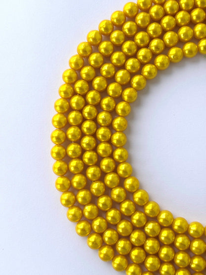 Bright Yellow Pearl Beads 8MM