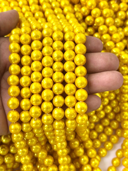 Bright Yellow Pearl Beads 8MM
