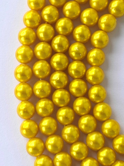 Bright Yellow Pearl Beads 8MM