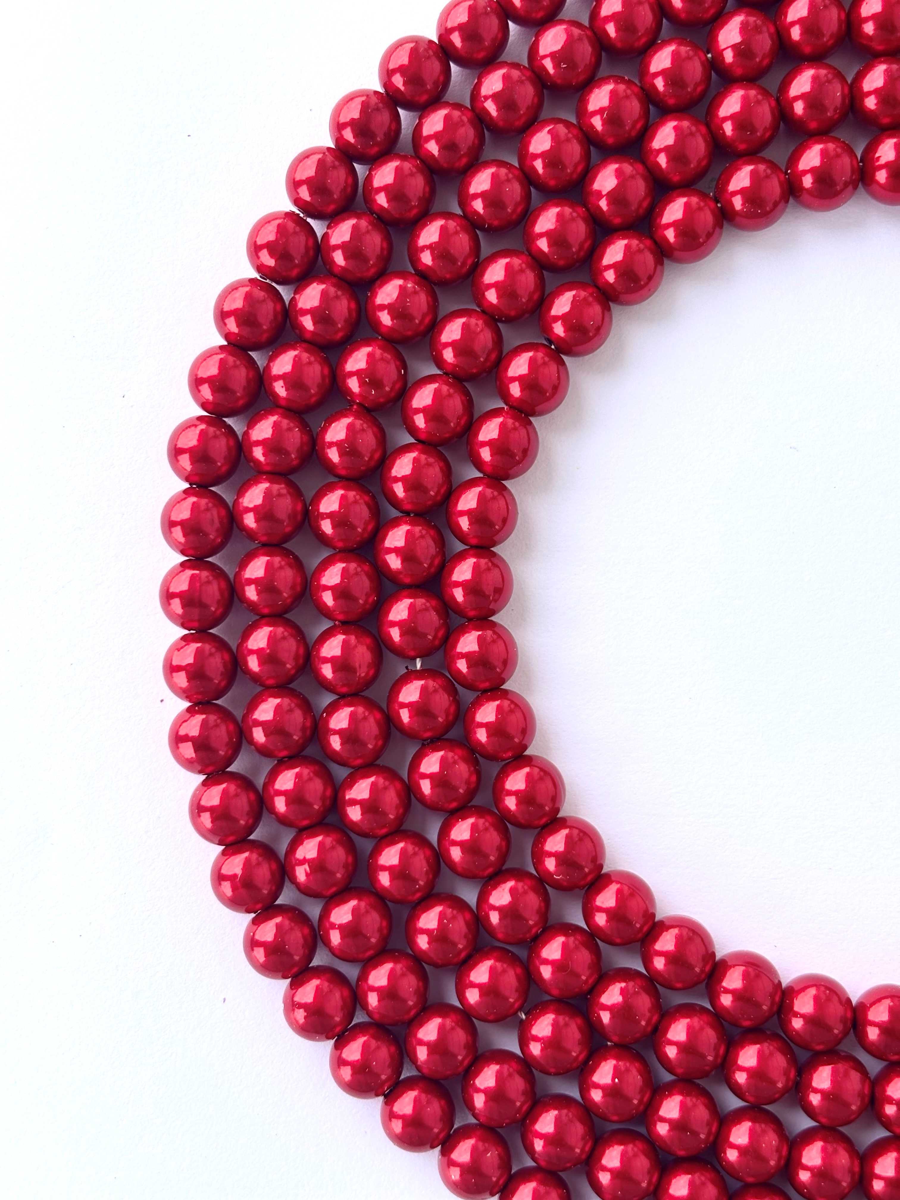 Metallic Crimson Red Pearl Beads 8MM