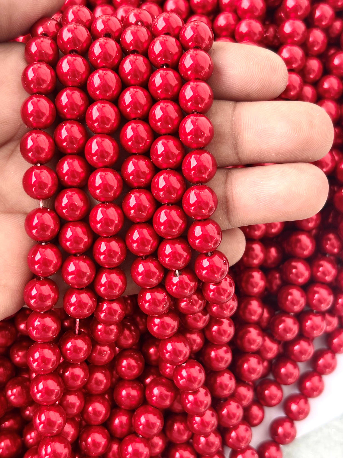 Metallic Crimson Red Pearl Beads 8MM