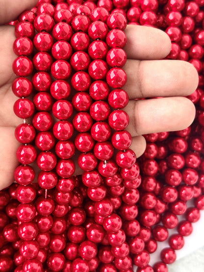 Metallic Crimson Red Pearl Beads 8MM