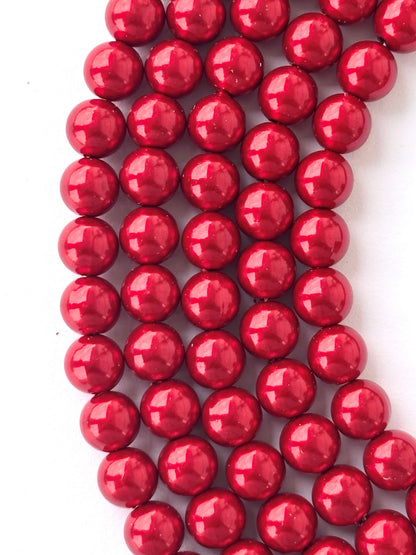 Metallic Crimson Red Pearl Beads 8MM