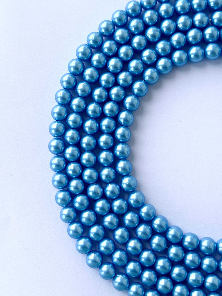 Metallic Sky Blue Pearl Beads 8MM