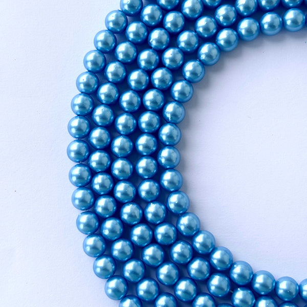 Metallic Sky Blue Pearl Beads 8MM