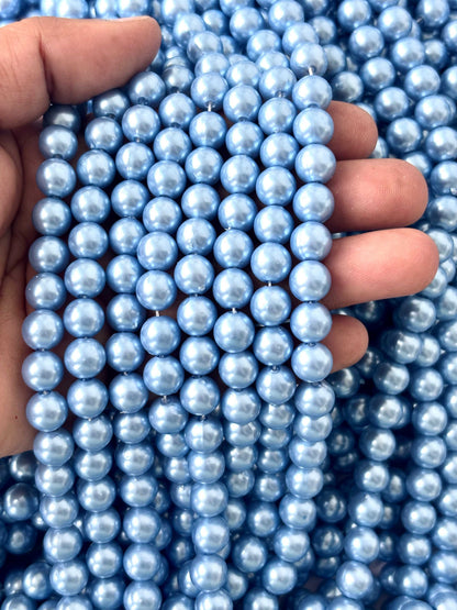 Metallic Sky Blue Pearl Beads 8MM