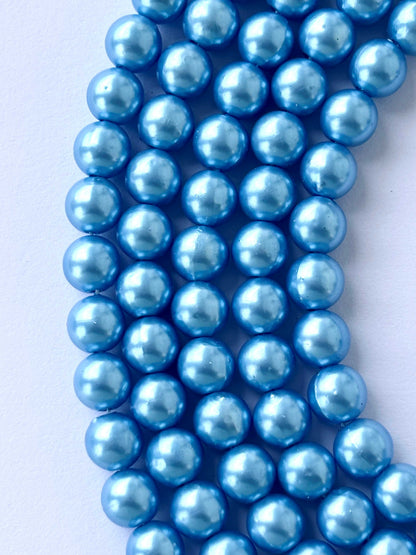 Metallic Sky Blue Pearl Beads 8MM