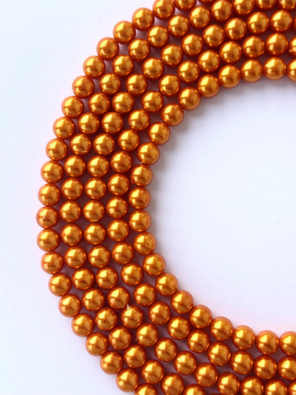 Metallic Bronze Orange Pearl Beads 8MM