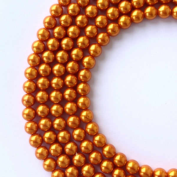 Metallic Bronze Orange Pearl Beads 8MM