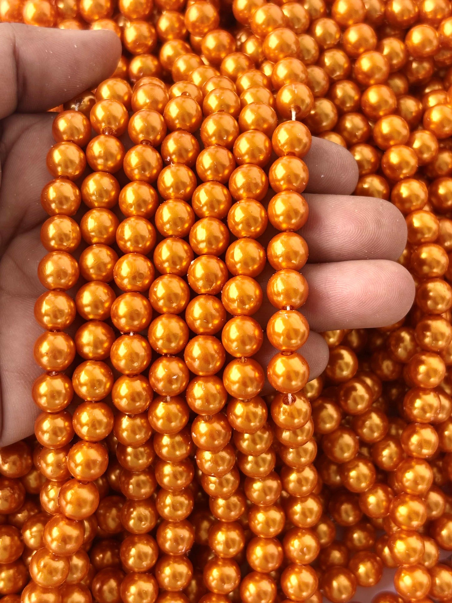 Metallic Bronze Orange Pearl Beads 8MM