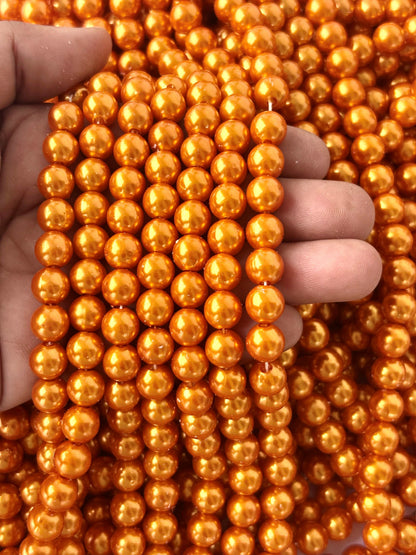 Metallic Bronze Orange Pearl Beads 8MM