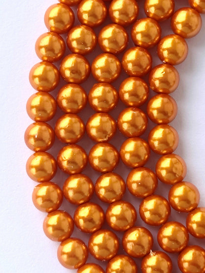 Metallic Bronze Orange Pearl Beads 8MM