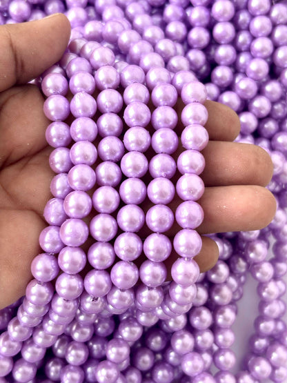 Metallic Lavender Pearl Beads 8MM