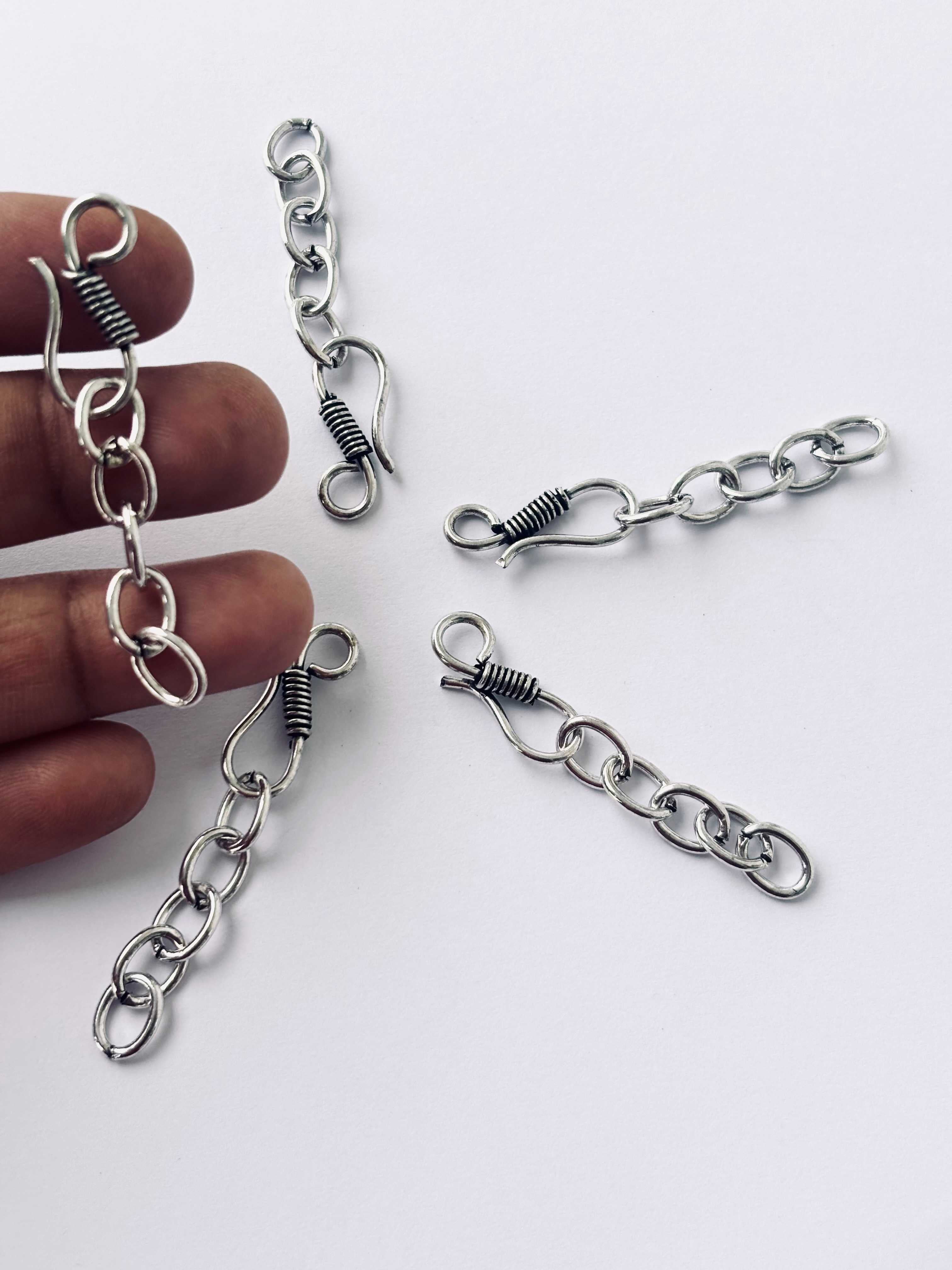 Six Pieces Antique Silver Extension Chains 1.8-Inches