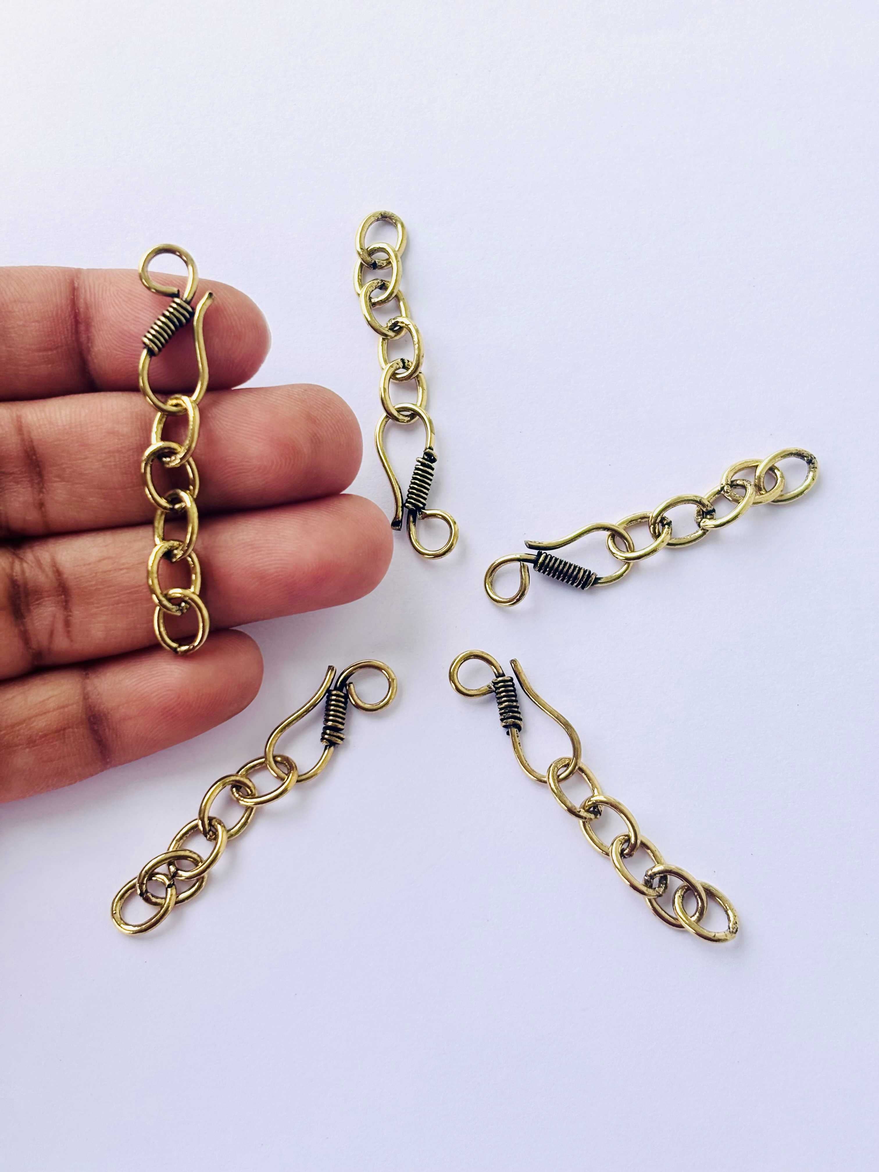 Six Pieces Antique Gold Extension Chains 1.8-Inches