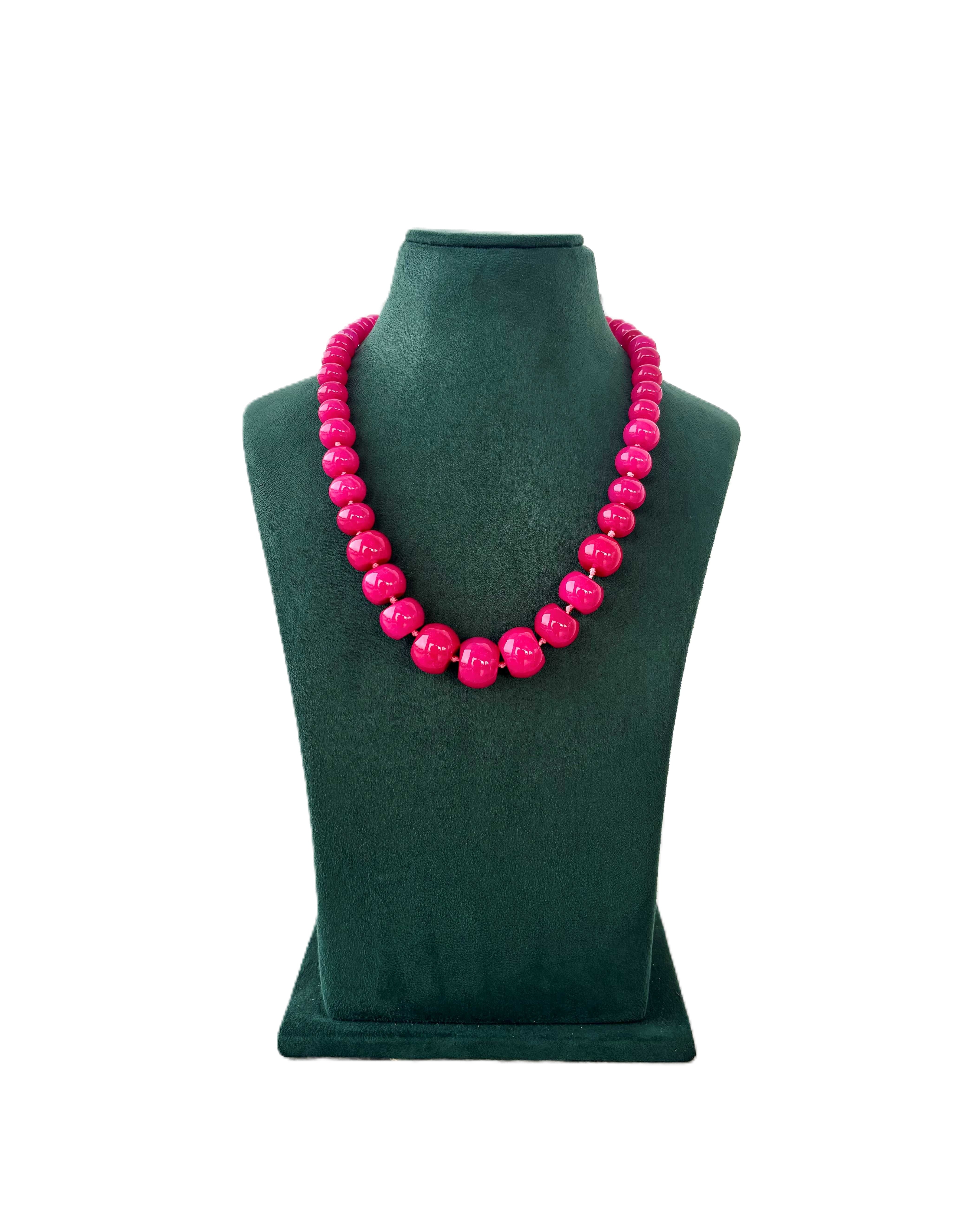 Fuchsia Pink Graduation Bead Necklace