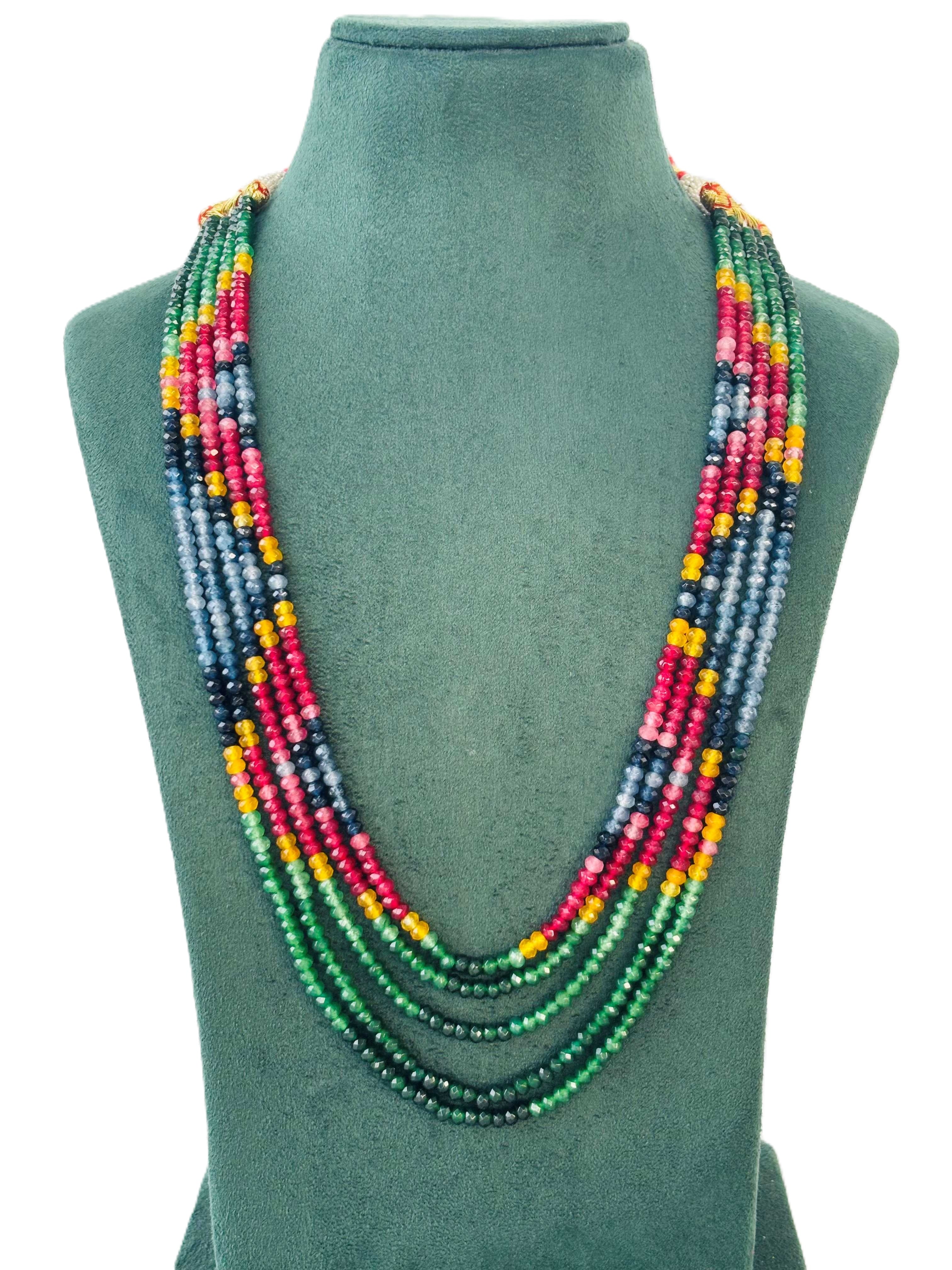 Five Layer Rainbow Gemstone Necklace