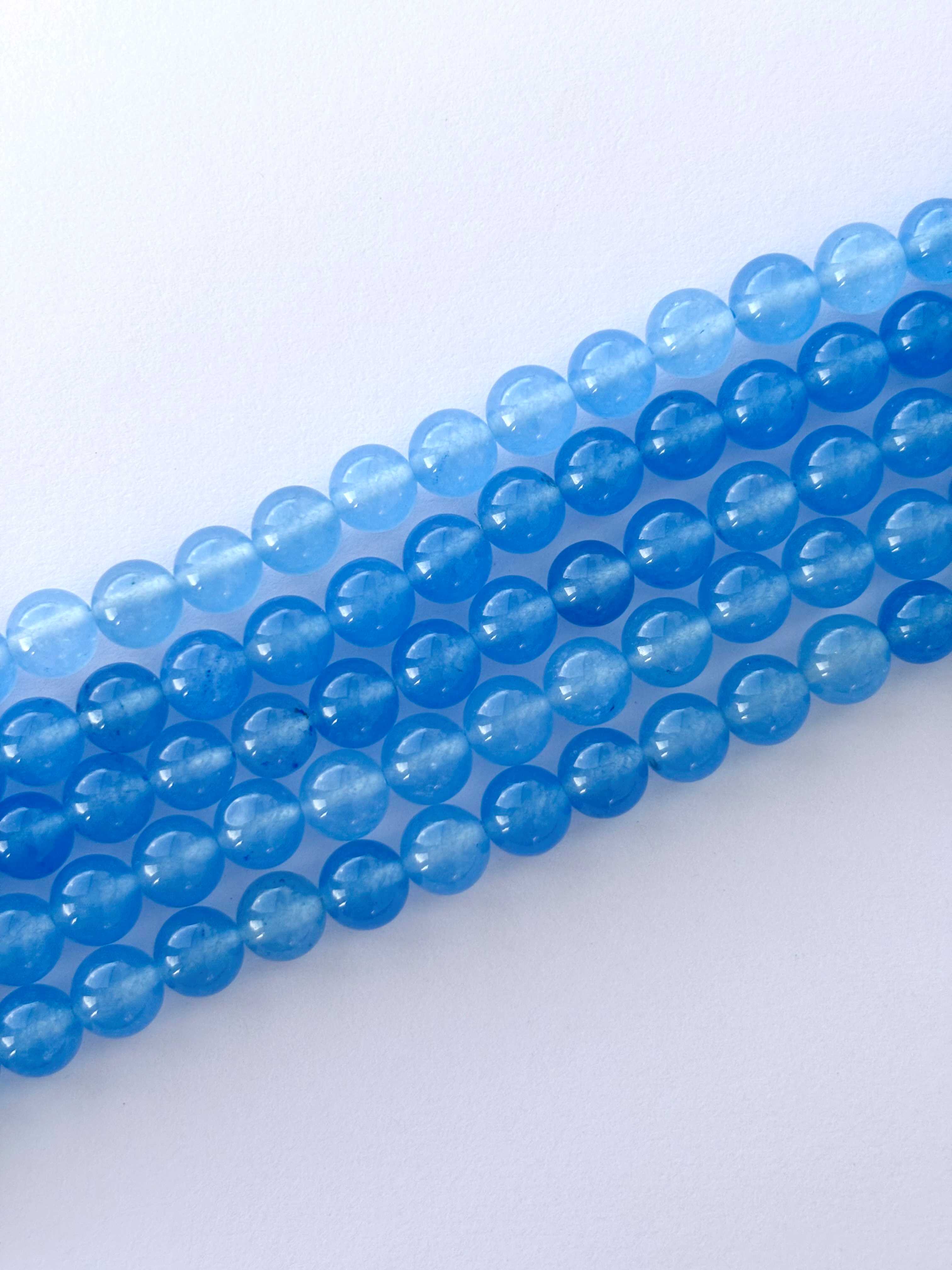 Smooth Sky Blue Jade Beads