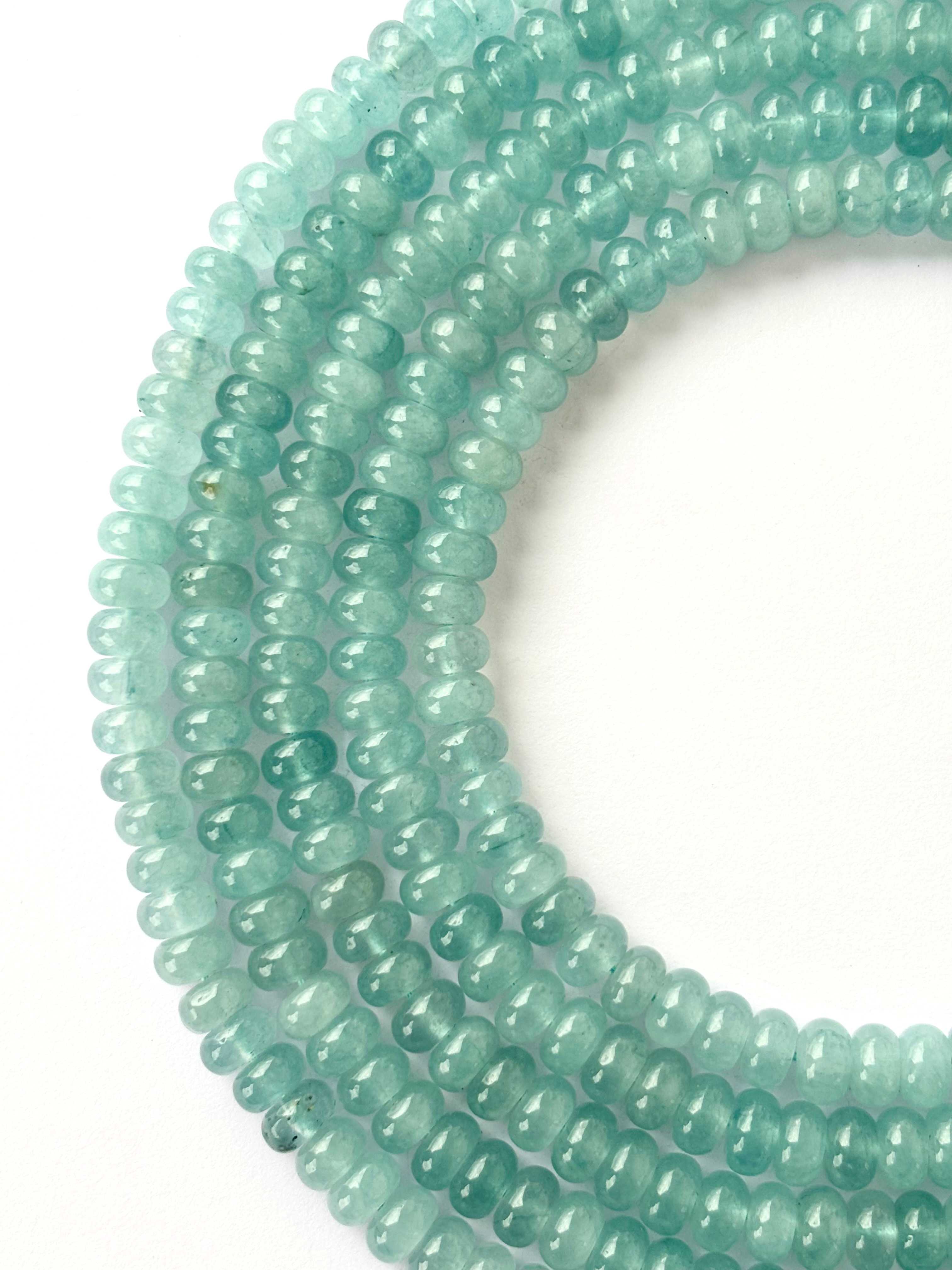 Aqua Chalcedony Smooth Rondelle Beads