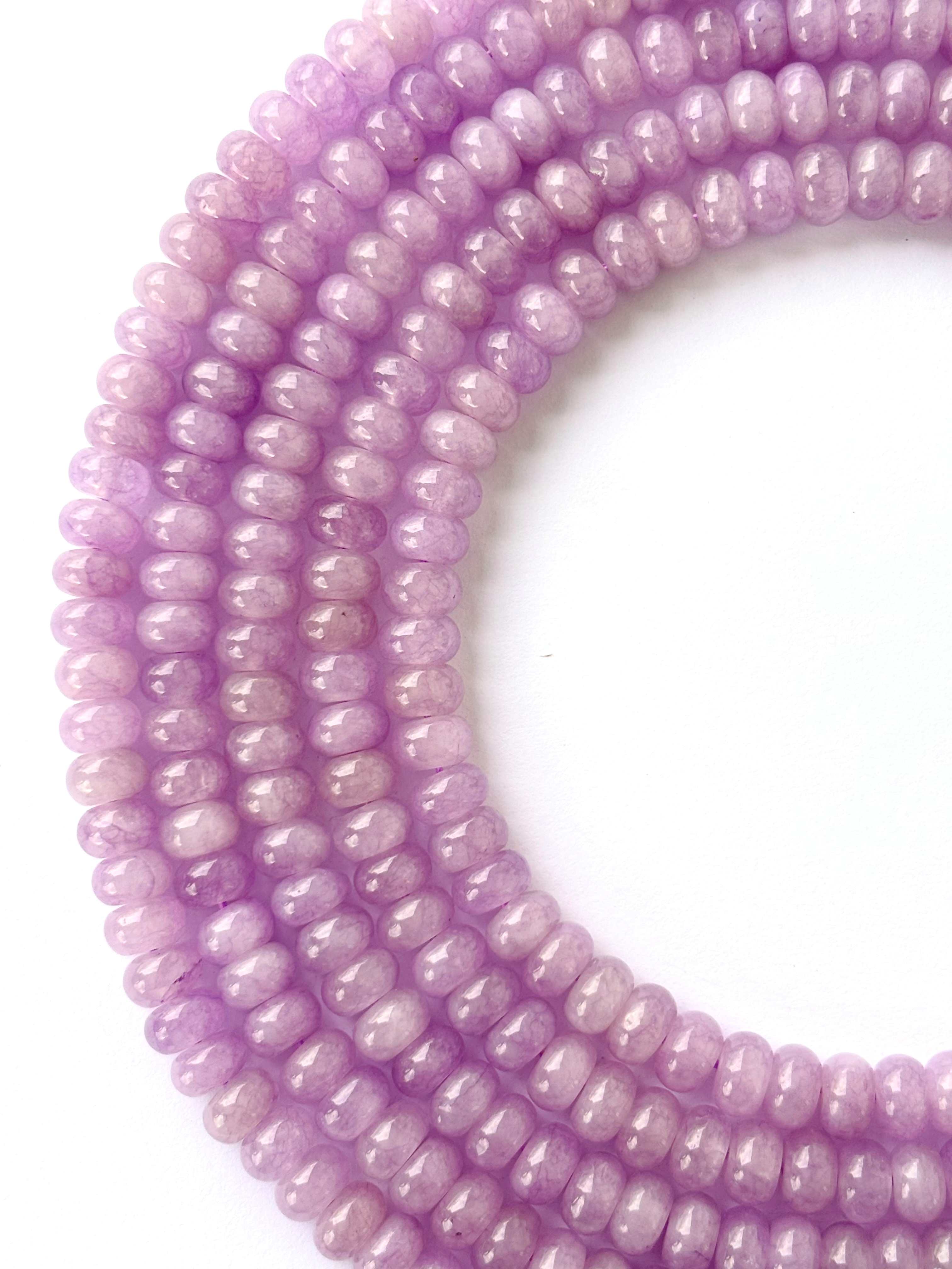 Lavender Quartz Smooth Rondelle Beads