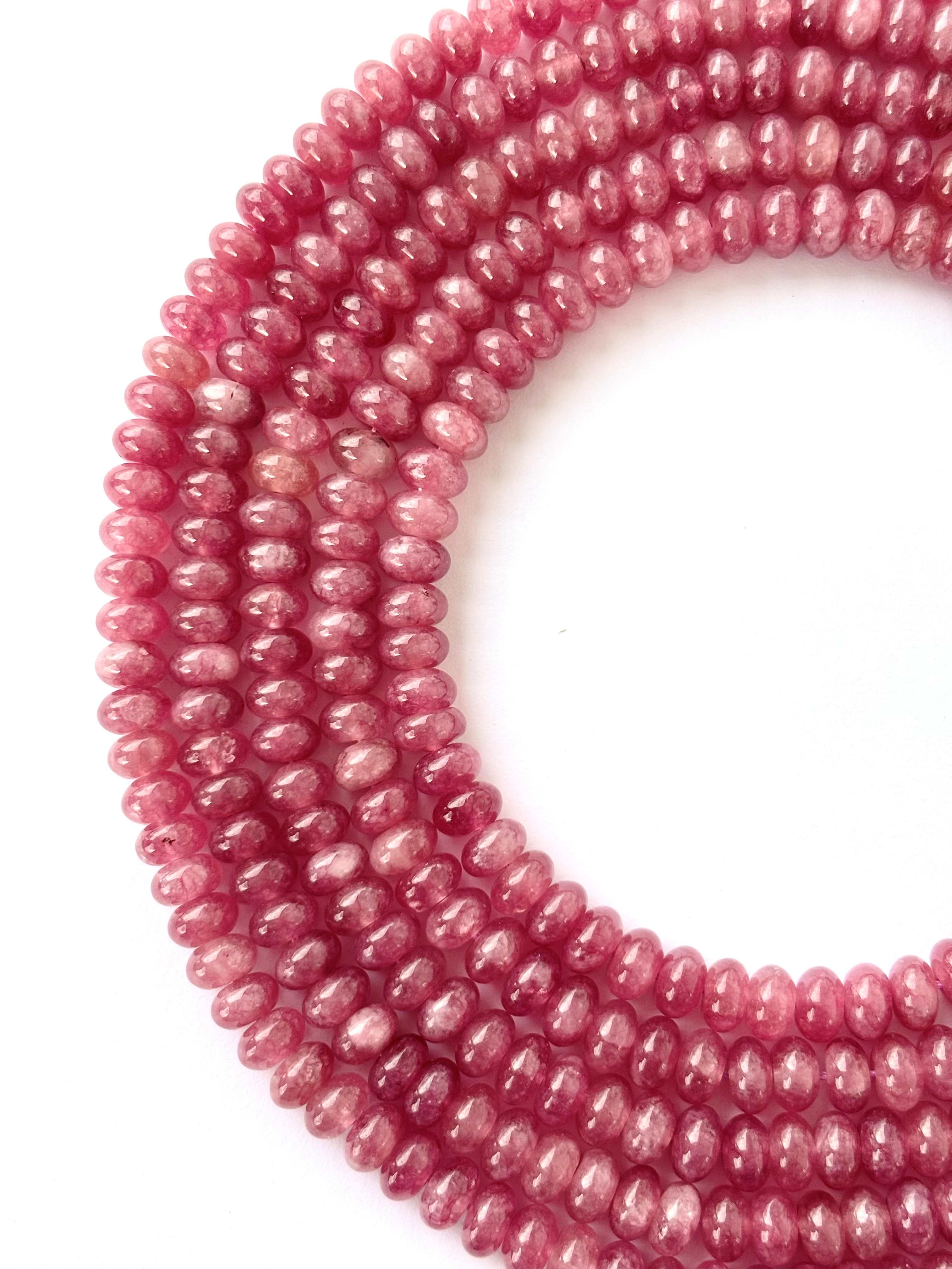 Strawberry Quartz Smooth Rondelle Beads
