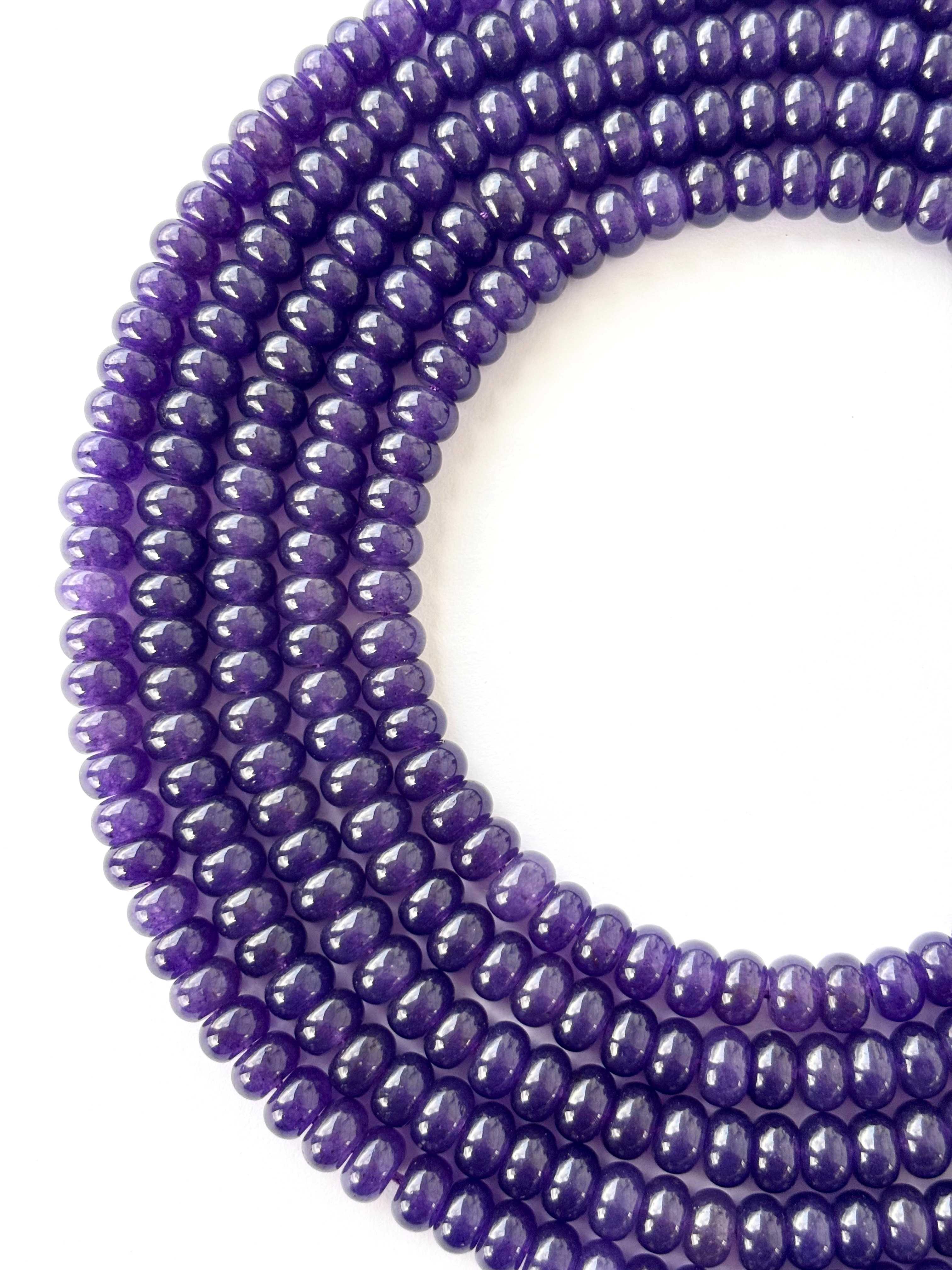 Purple Amethyst Smooth Rondelle Beads