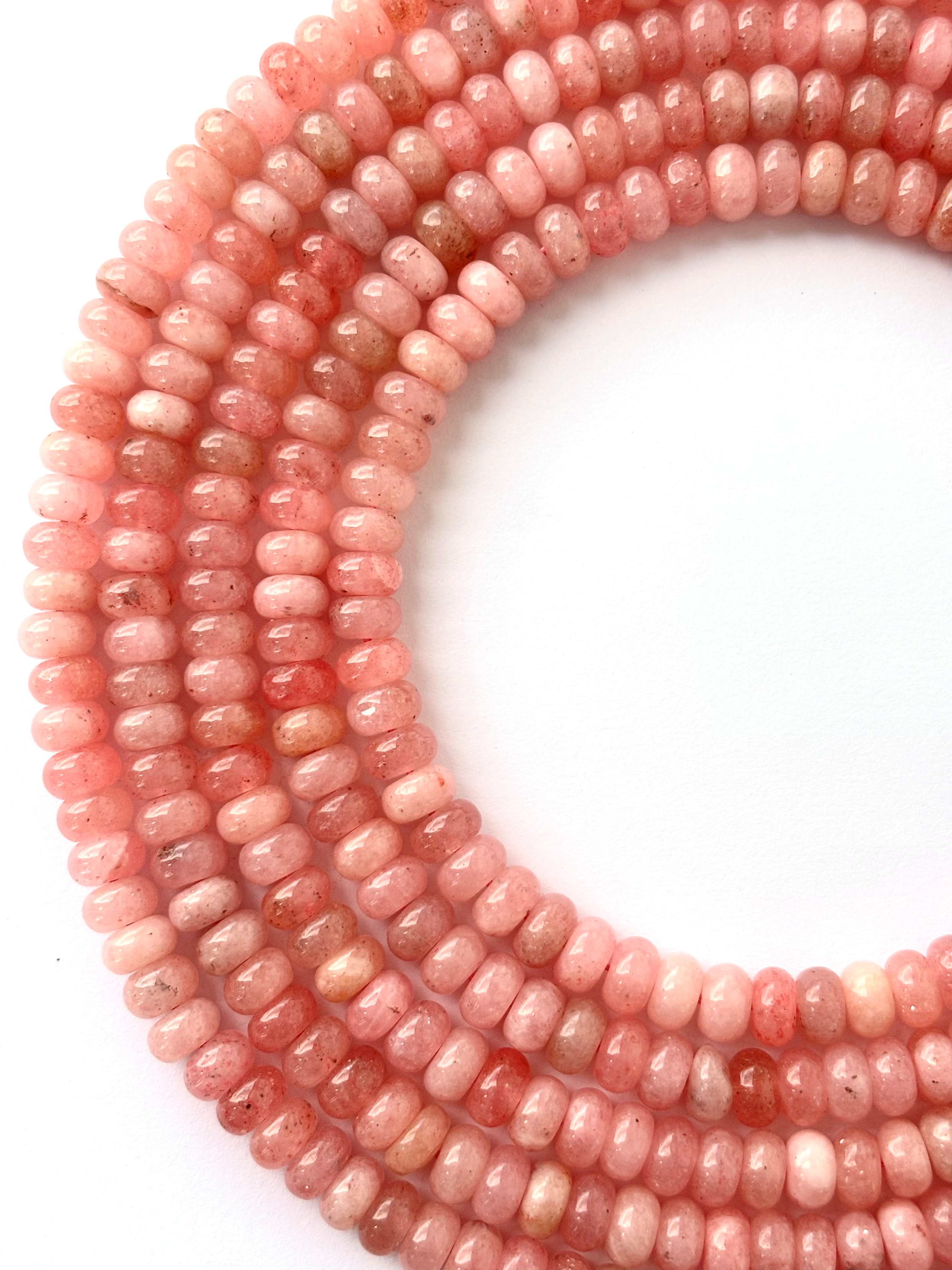Rhodochrosite Smooth Rondelle Beads