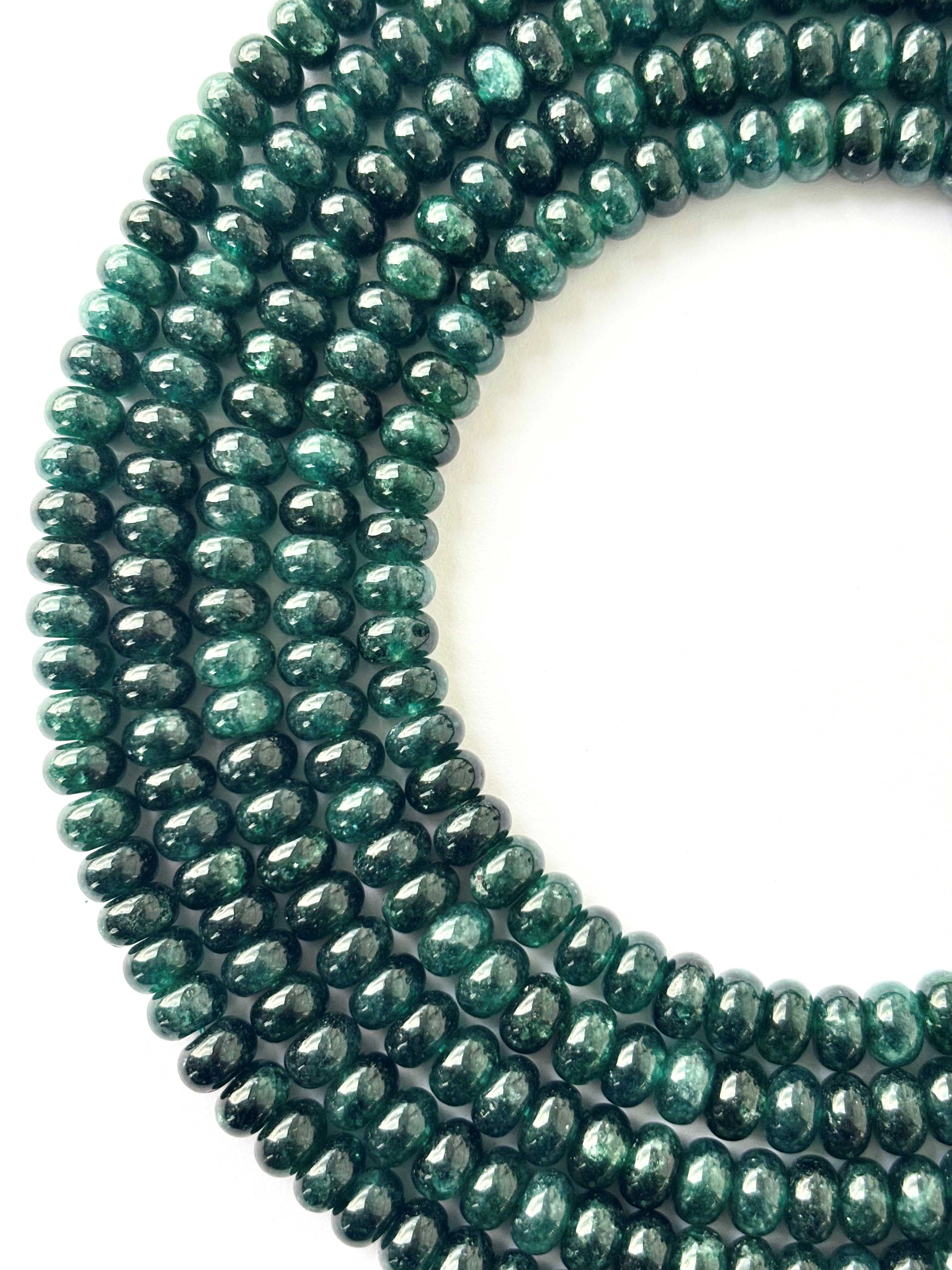 Natural Fuchsite Smooth Rondelle Beads