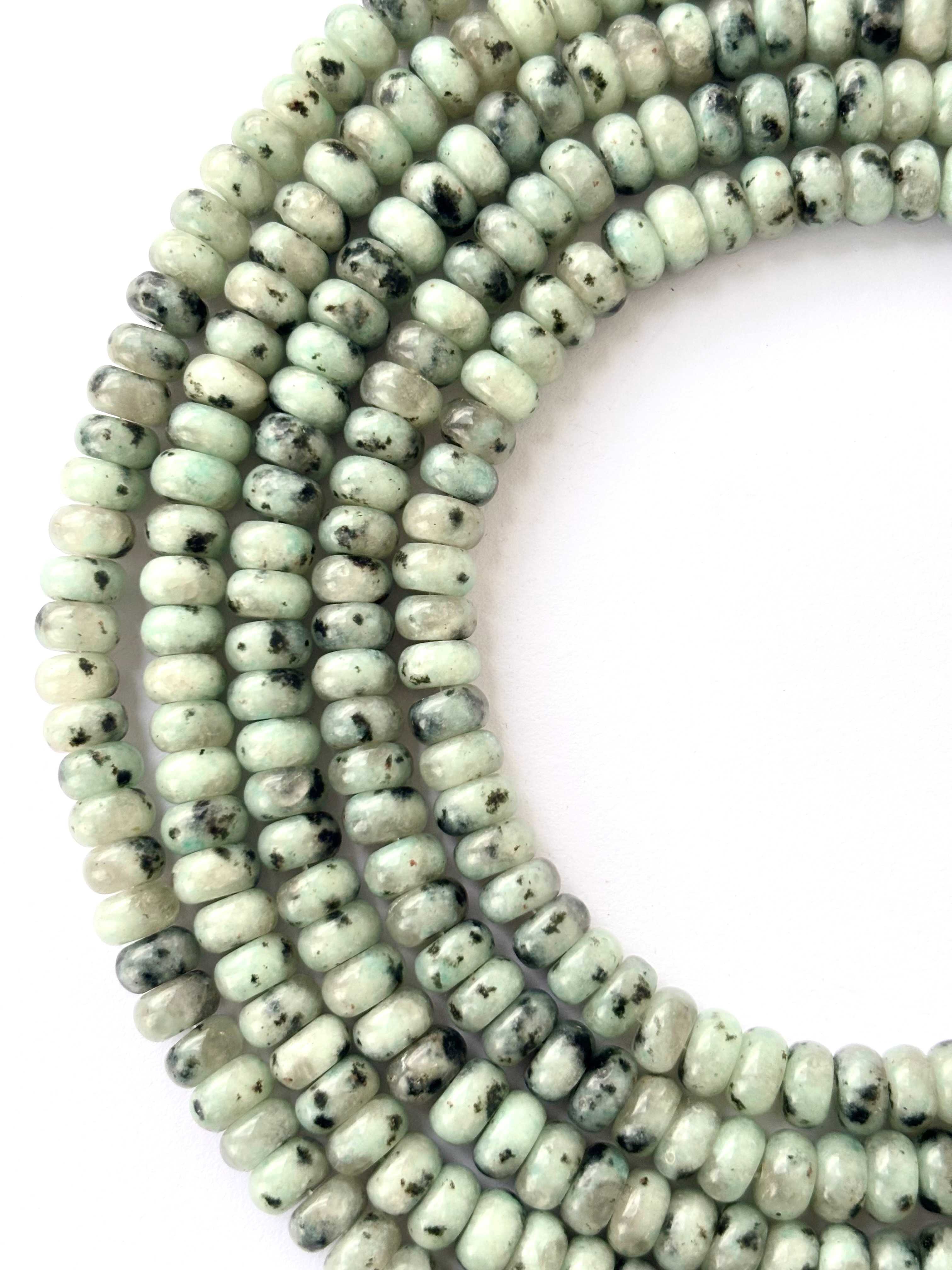 Kiwi Jasper Smooth Rondelle Beads