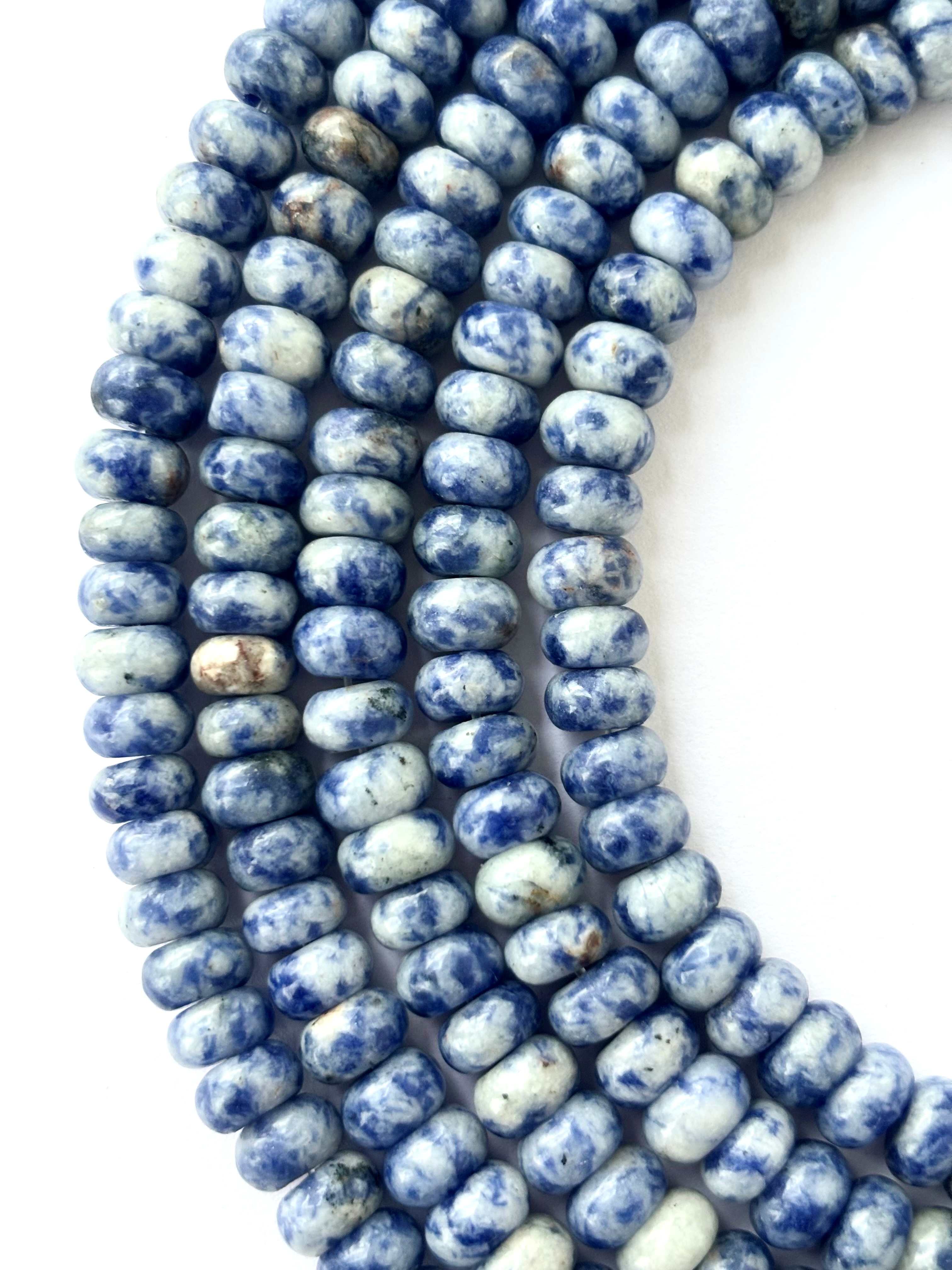 Natural Sodalite Smooth Rondelle Beads