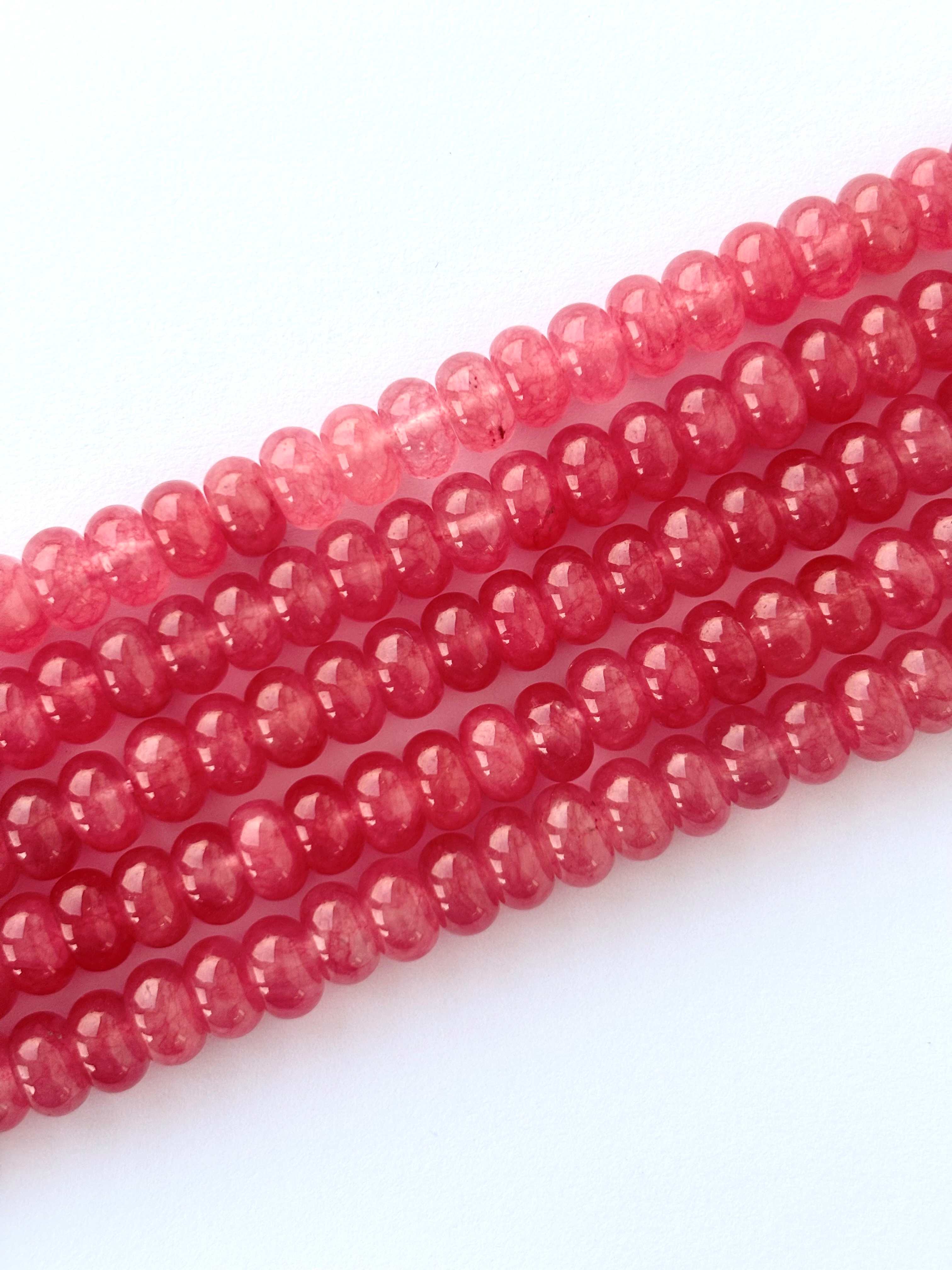 Smooth Cherry Quartz Rondelle Gemstone Beads