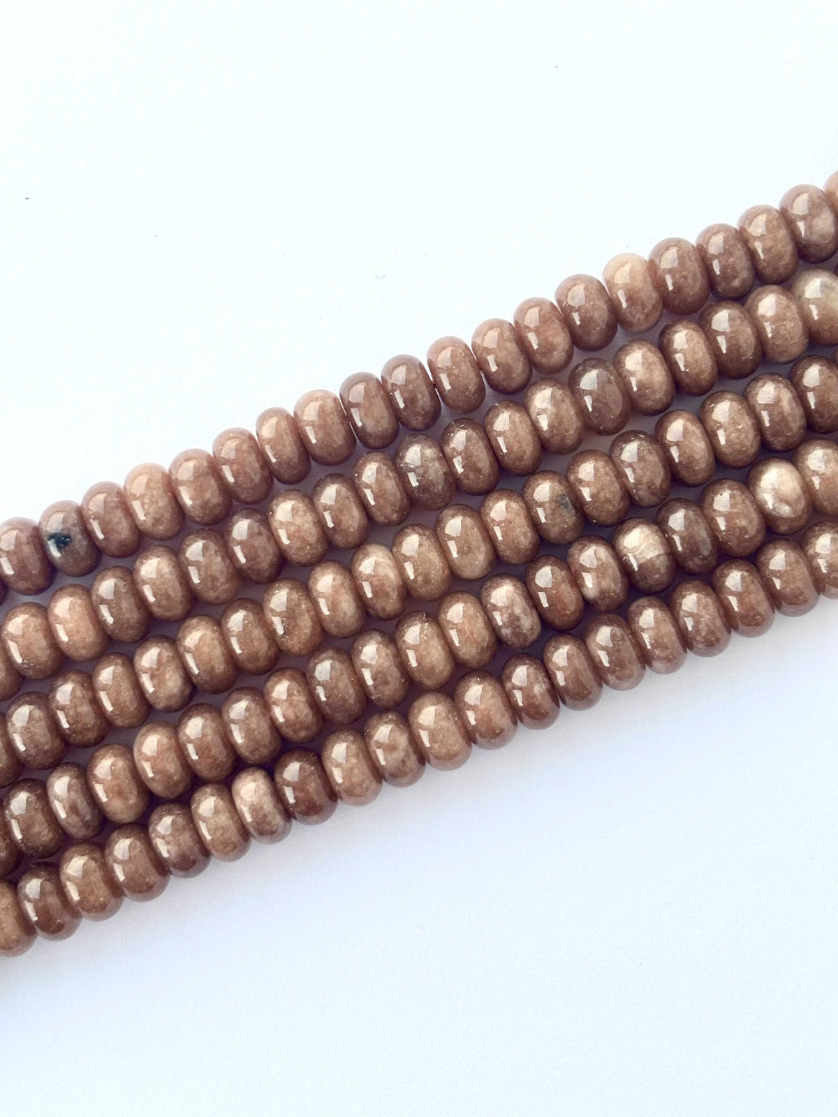 Brown Peach Moonstone Rondelle Beads
